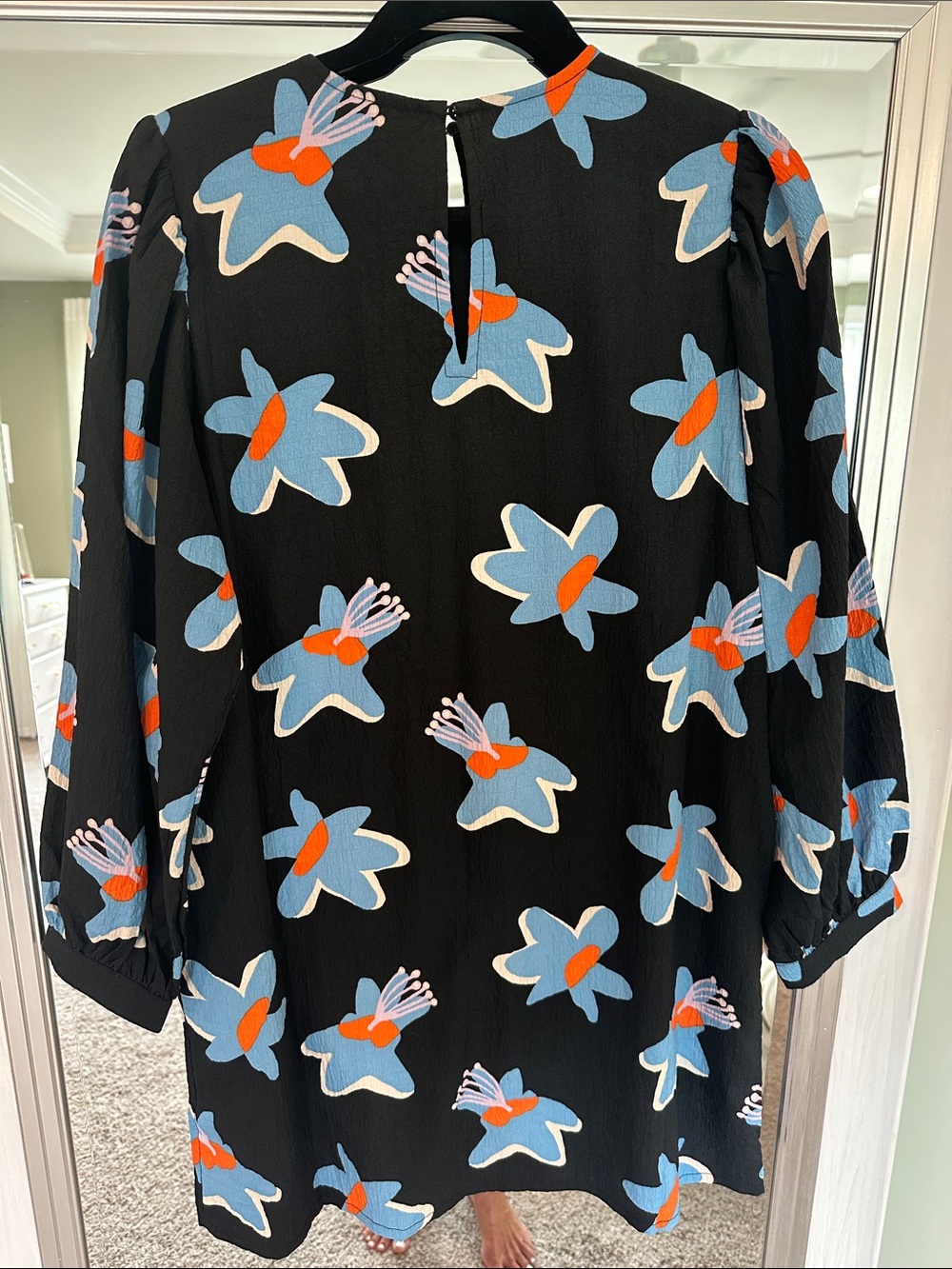 Compania Fantastica Black Dress with Blue & Orange Floral Print - Picture 2 of 3